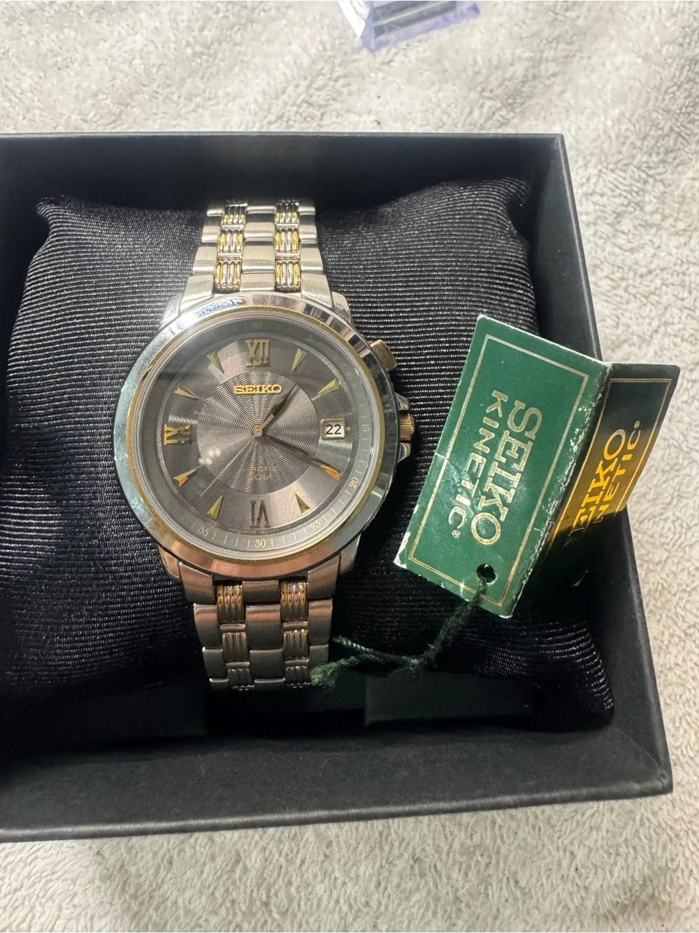 #151 Seiko Two-Tone Gray Dial Men’s Watch with Gold Accents